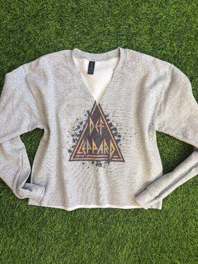 NEW Def Leopard Cropped Crewneck